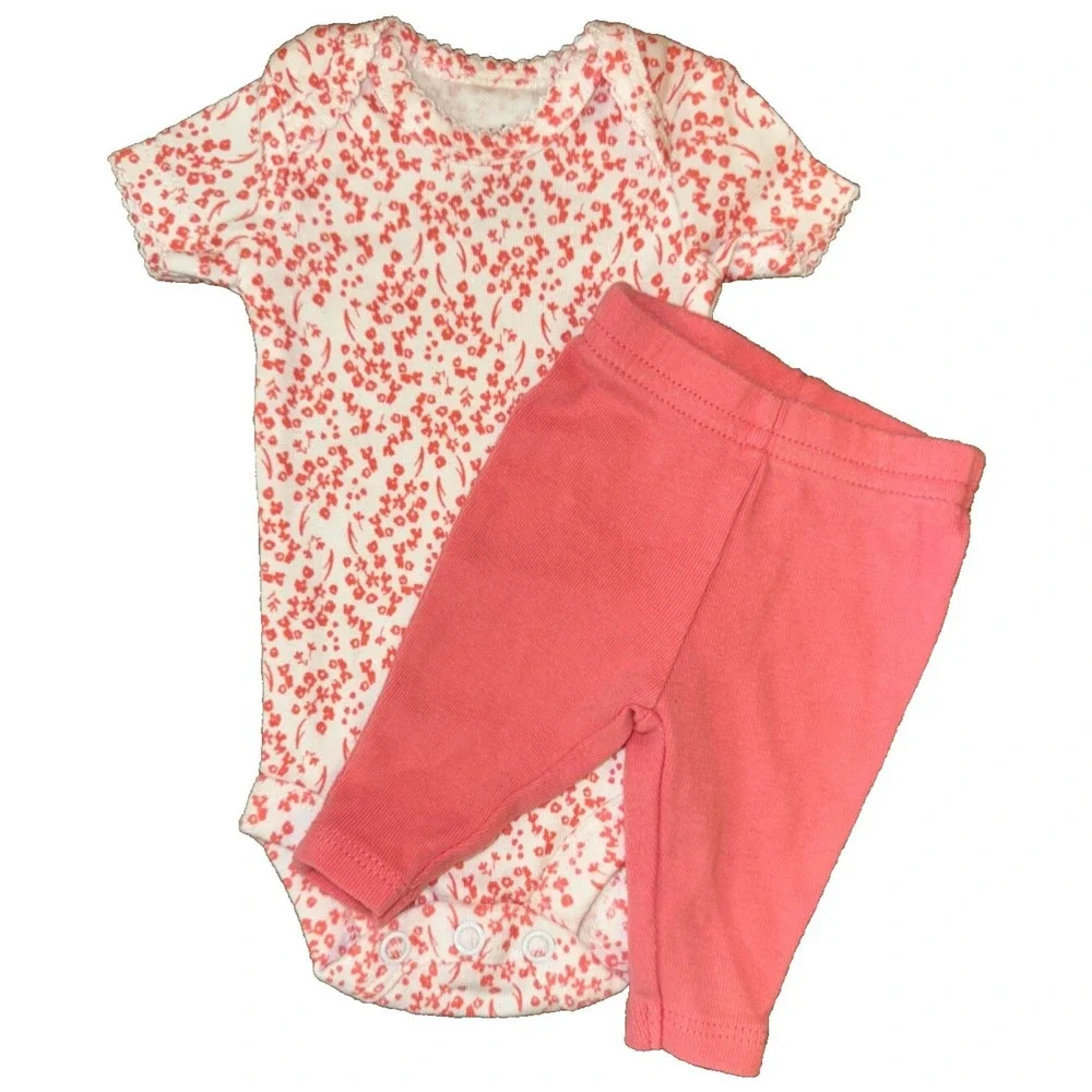 Carters Baby Girl Preemie 2 PC Outfit Bodysuit Pants Clothes Floral‎ Reborn Doll